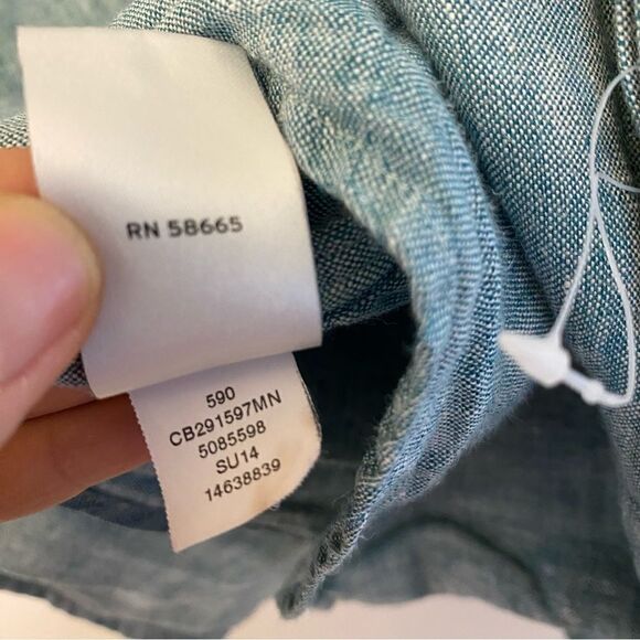 Calibrate mens linen button up casual Short Sleeve Shirt  blue coastal beach XL - Picture 9 of 11